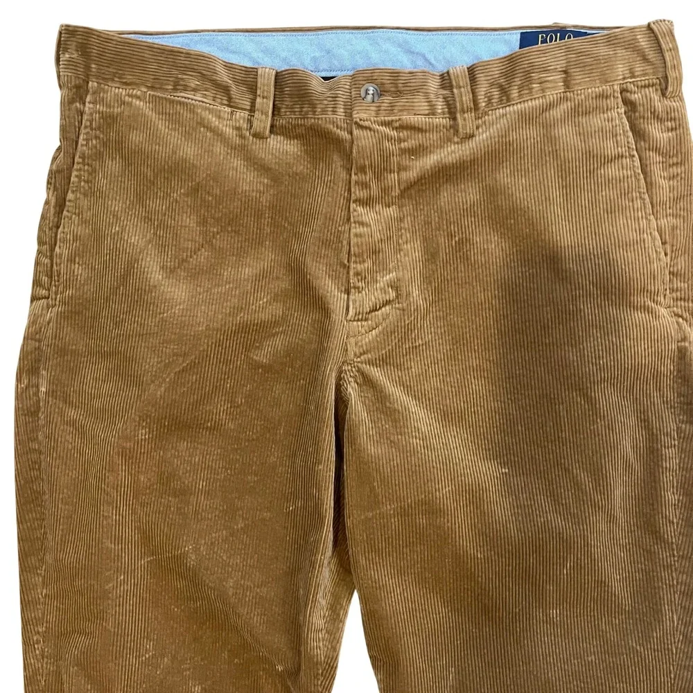 Polo Ralph Lauren Stretch Straight Fit Corduroy Pants Mens 36x30 Tan Brown